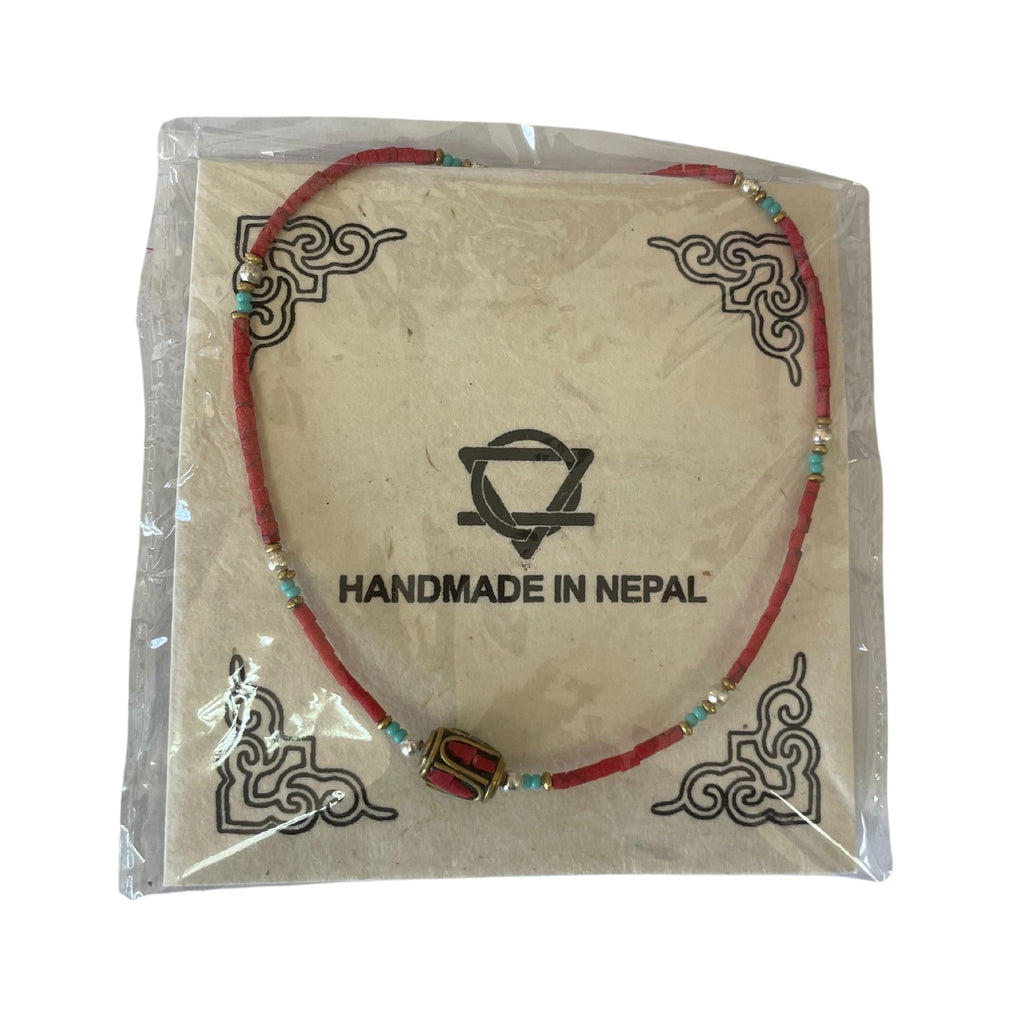 Nepalese Extra Fine Gem Bracelet with Pink Coral and Turquoise Beads