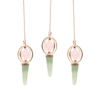 Heart Compass- Two Piece Spinning Merkaba Star in Copper Pendulum -  Rose Quartz & Green Aventurine