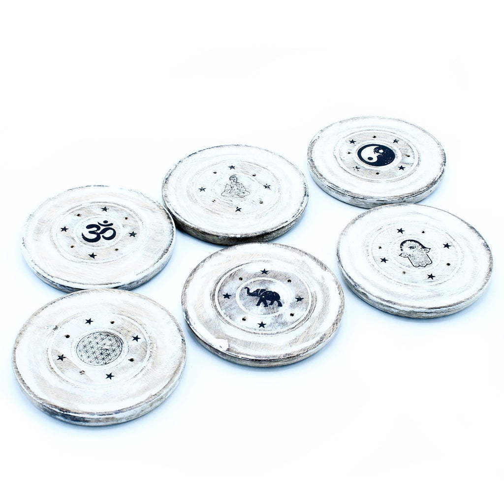 White Washed Incense Holder for Cone and Disc Incense Use