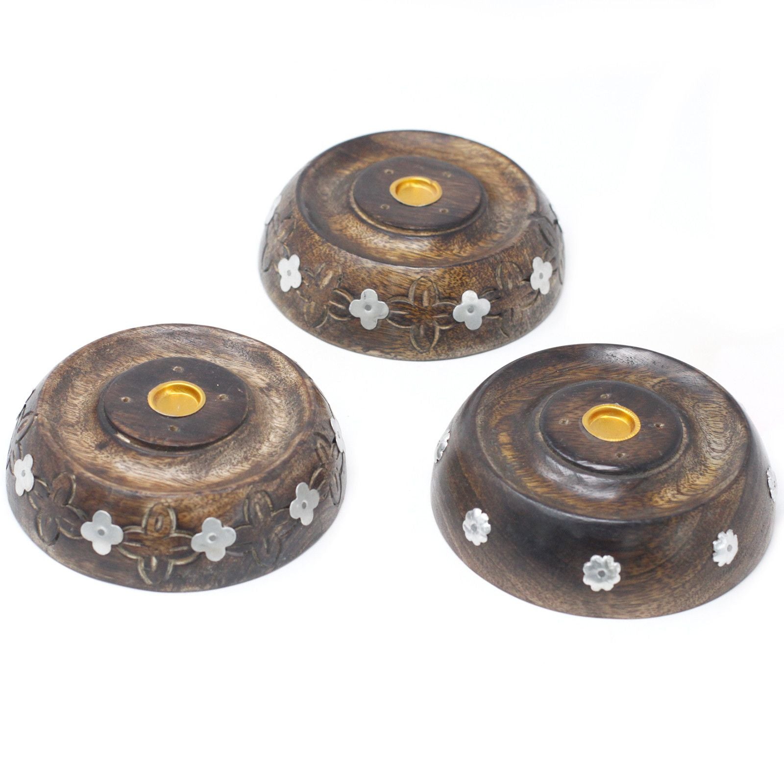 Mango Wood Cone & Stick Burner with Unique Designs for Incense