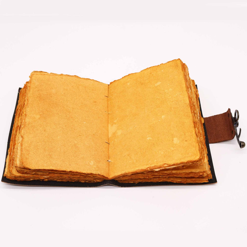 Leather Lotus Mandala Deckle Edge Notebook for Creative Journals