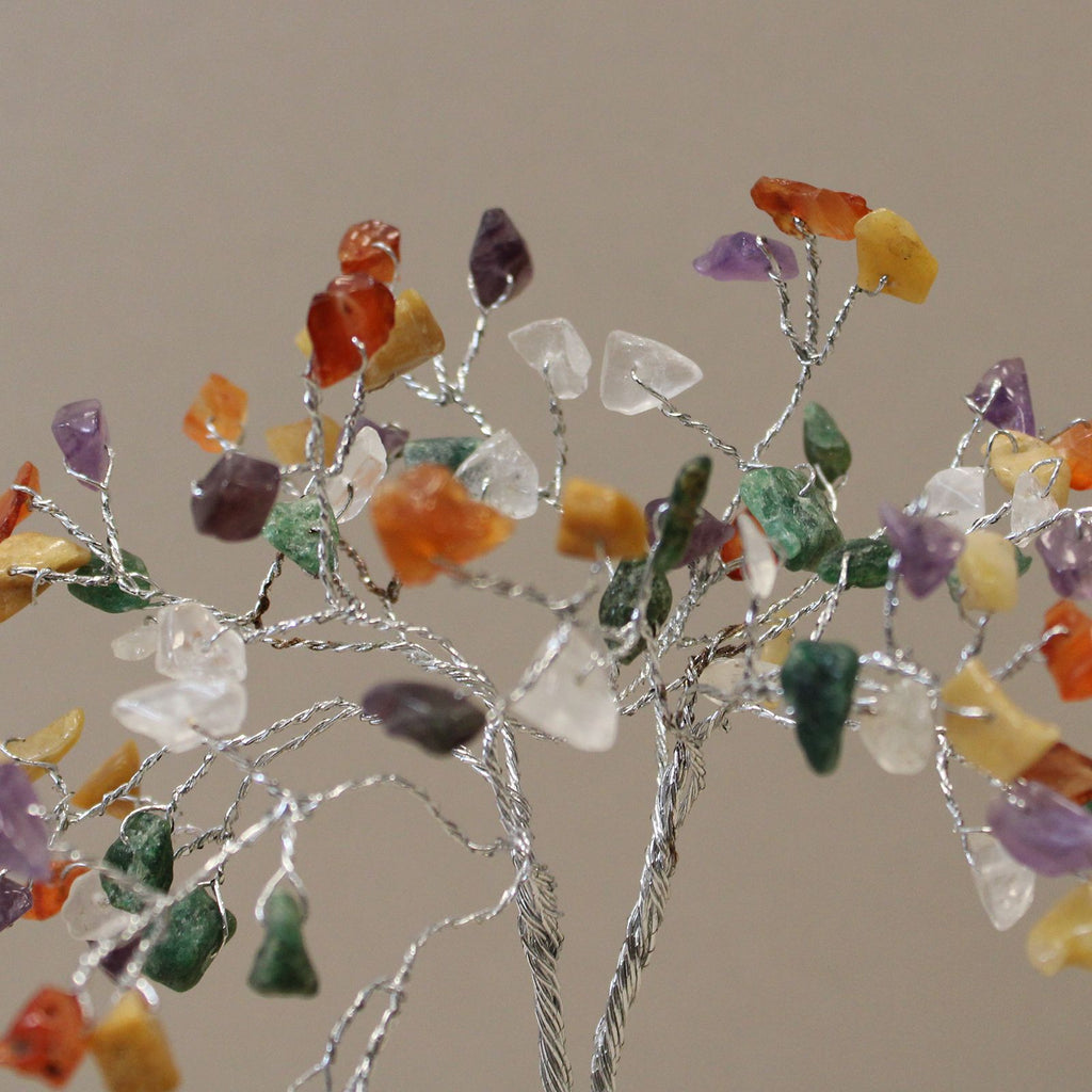Gemstone Tree with Orgonite Base Featuring 80 Colourful Stones