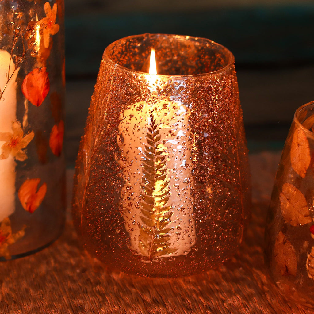 Natural Floral Glass Large Bowl Candle Holder for Home Decor