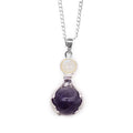 Gemstone Healing Hands Pendant with Amethyst and Silver Chain