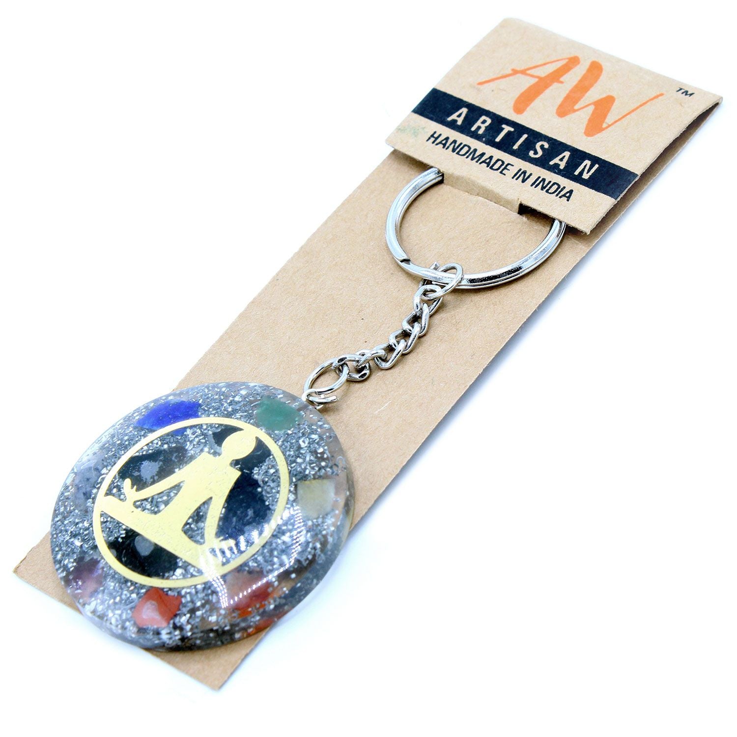 Orgonite Power Keyring with Buddha and Seven Chakra Design
