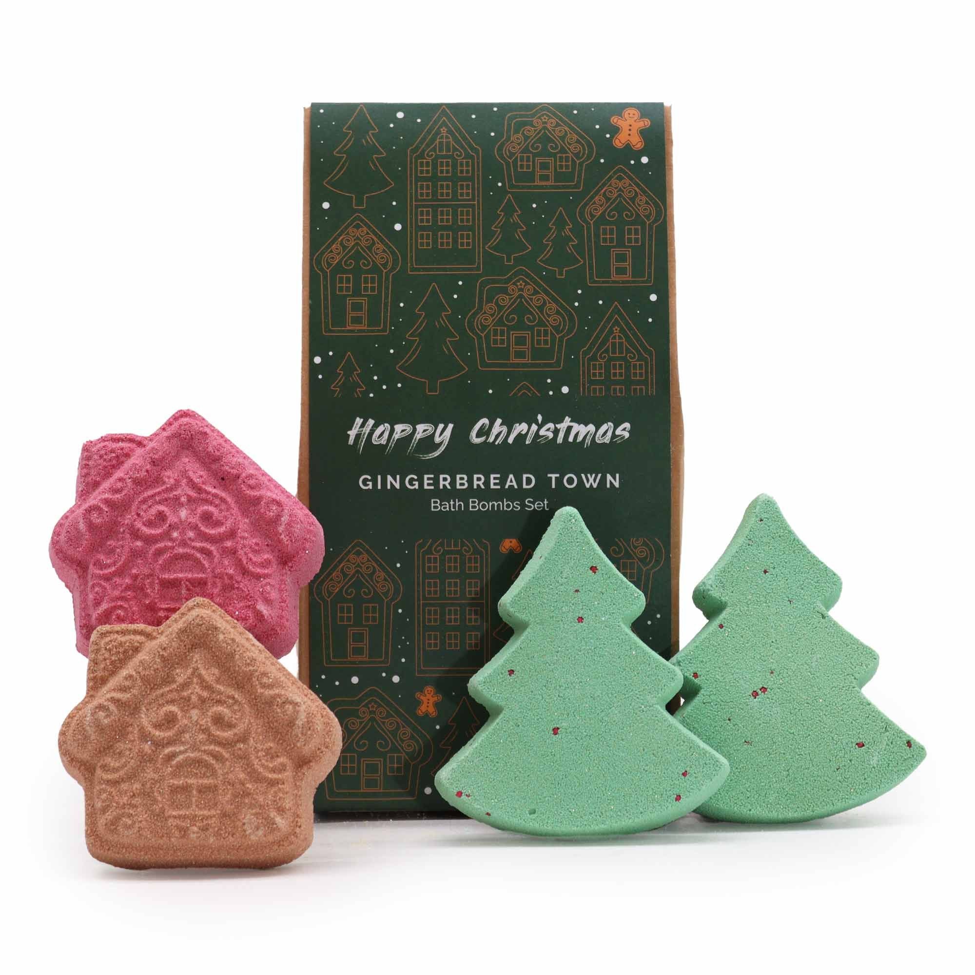Gingerbread Town Christmas Bath Bomb Gift Pack for Holiday Cheer