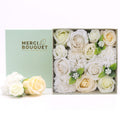 Square Box Wedding Blessings White and Ivory Soap Flower Gift Set