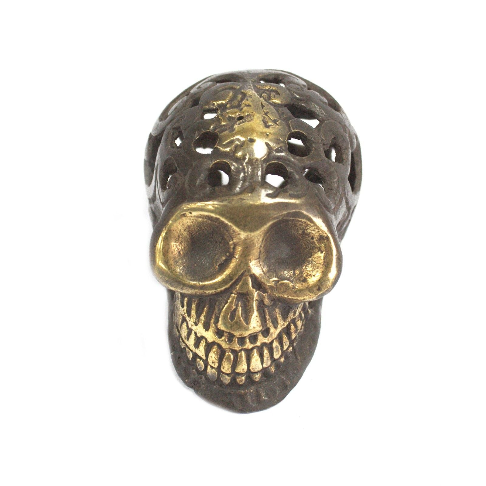 Vintage Brass Skull Small Decorative Fengshui Home Accent Piece