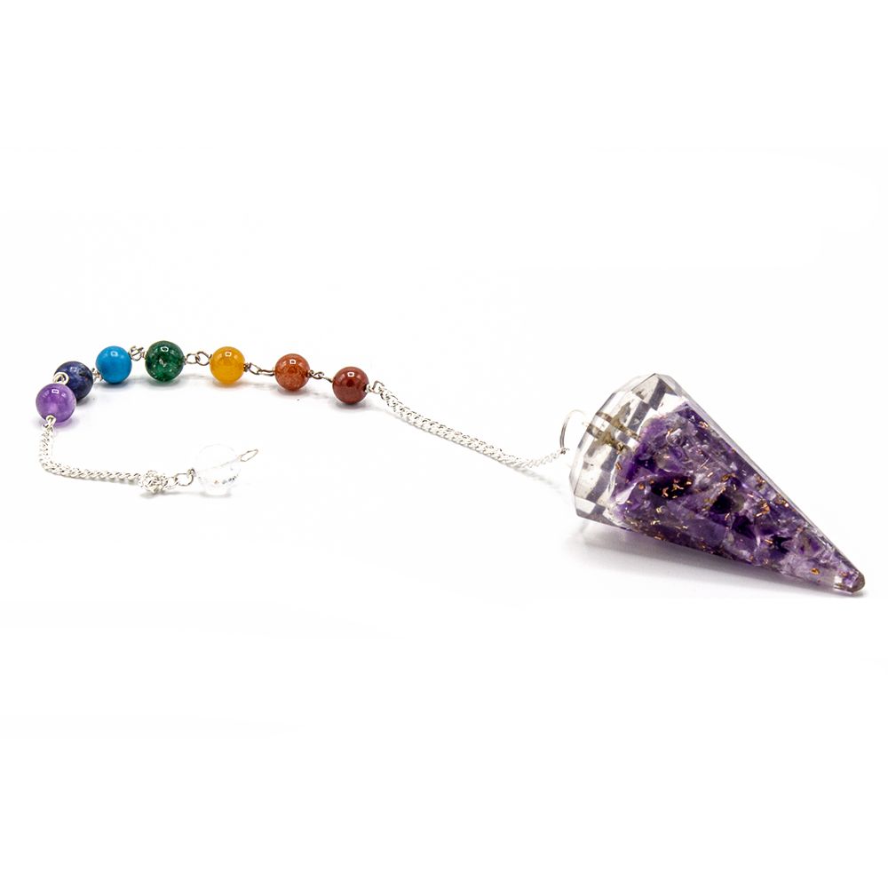 Orgonite Power Chakra Pendulum with Amethyst Gemstone Elegance