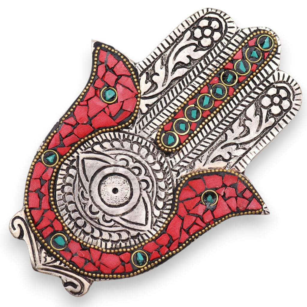 Red and Green Small Hamsa Incense Holder for Home Decor Use