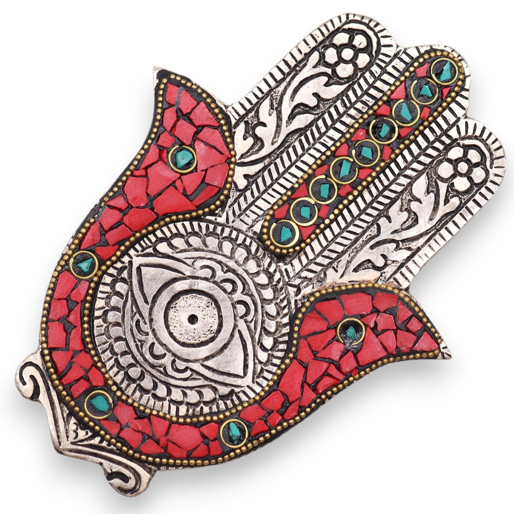 Red and Green Small Hamsa Incense Holder for Home Decor Use