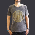 Nomad Sari Stonewashed Cotton T Shirt with Mandala Design Grey