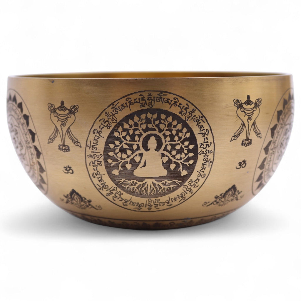 Pure Brass Etched Yogi Set of 4 Singing Bowls for Meditation