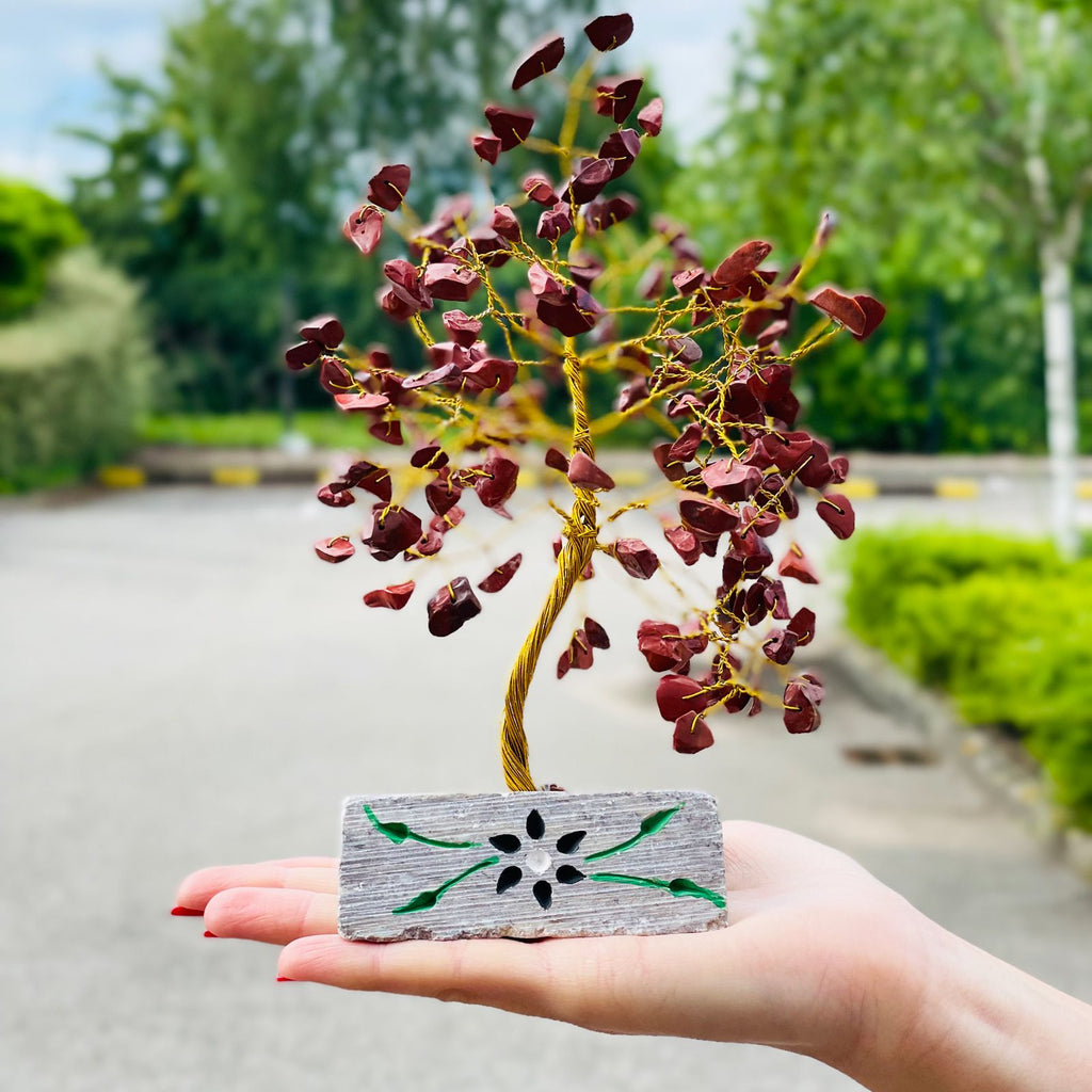 Red Jasper Gemstone Tree with 160 Stones for Home Decor