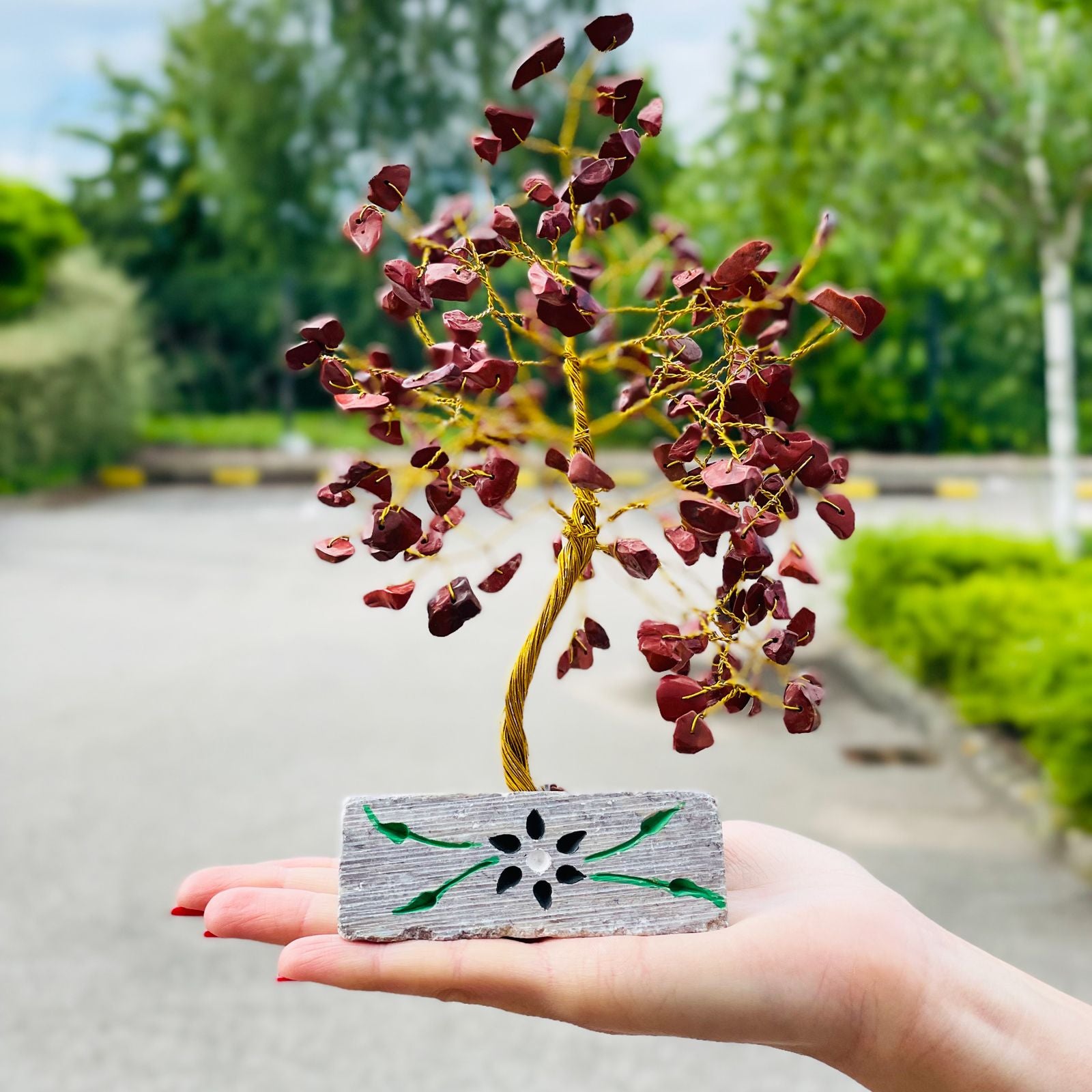 Red Jasper Gemstone Tree with 160 Stones for Home Decor