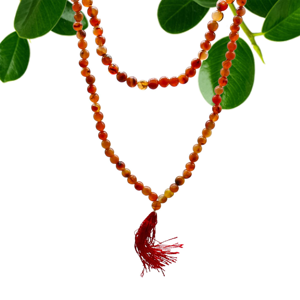 108 Bead Mala with Carnelian Gemstone for Japa Practice