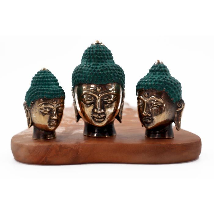 Set of 3 Buddha Heads in Various Sizes for Home Decor Accents