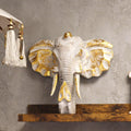 Large Gold and Whitewash Elephant Head Decorative Figure for Home