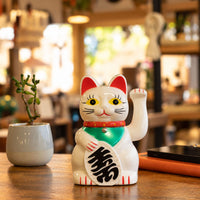 Japanese Lucky Money Cat Ornament – White 15cm
