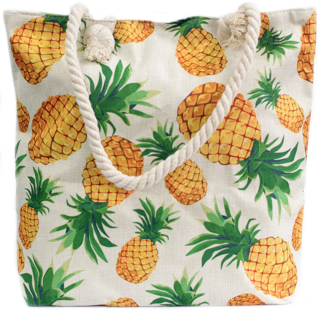 Stylish Pineapples Design Rope Handle Bag for Beach and Travel