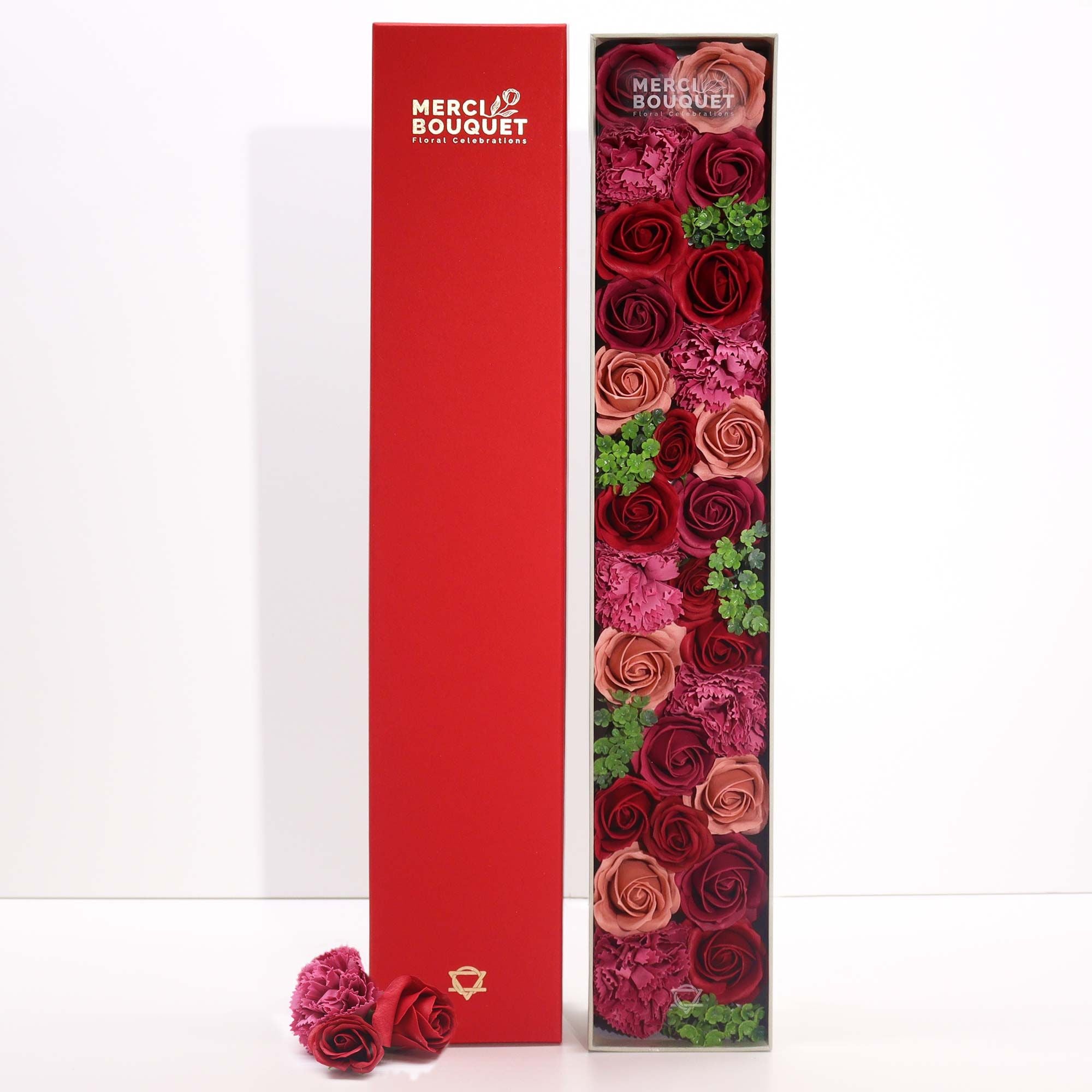 Extra Long Box of Vintage Roses Soap Flowers Gift Set for Gifting
