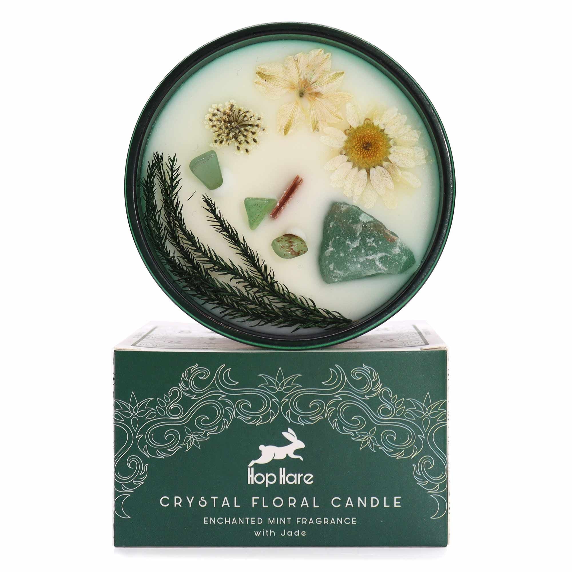 Crystal Magic Flower Candle The Magician with Jade and Mint Aroma