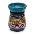 Small Coloured Soapstone Oil Burner 8cm with Floral Design