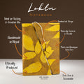 Lokta Bold Floral Bamboo Lock Notebook in Mustard Brown Design
