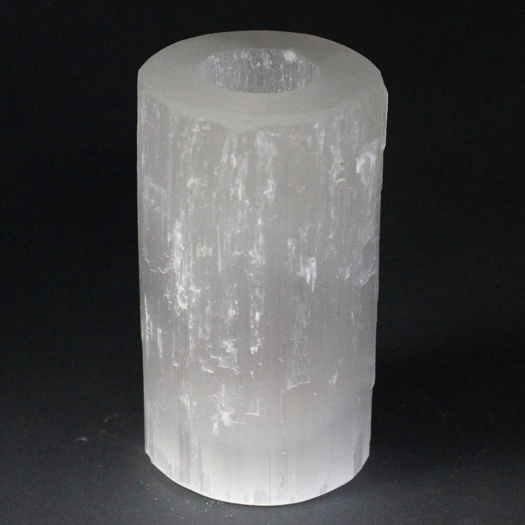 Selenite Cylinder Candle Holder 15 cm for Home Decor and Gifting