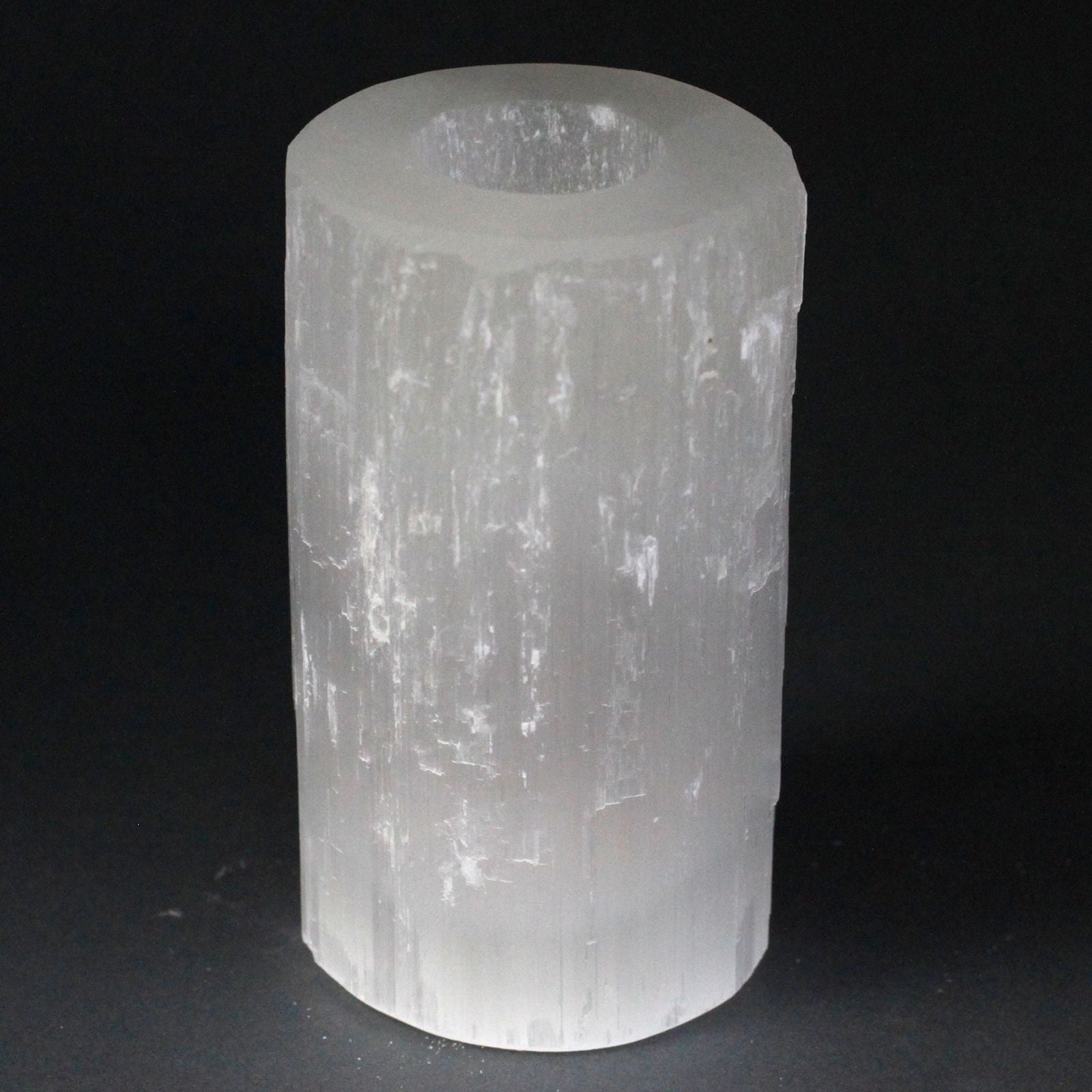 Selenite Cylinder Candle Holder 15 cm for Home Decor and Gifting