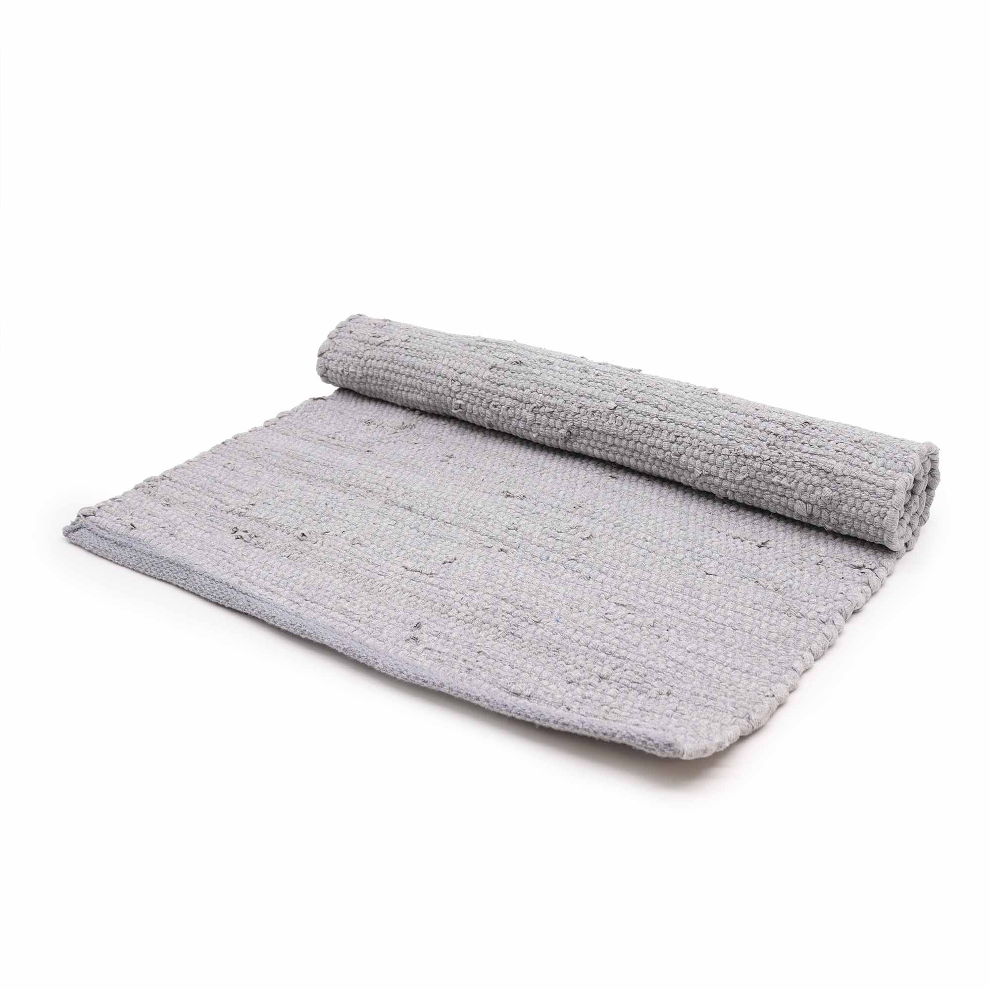 Medium Indian Handloom Cotton Rug in Grey for Home Decor