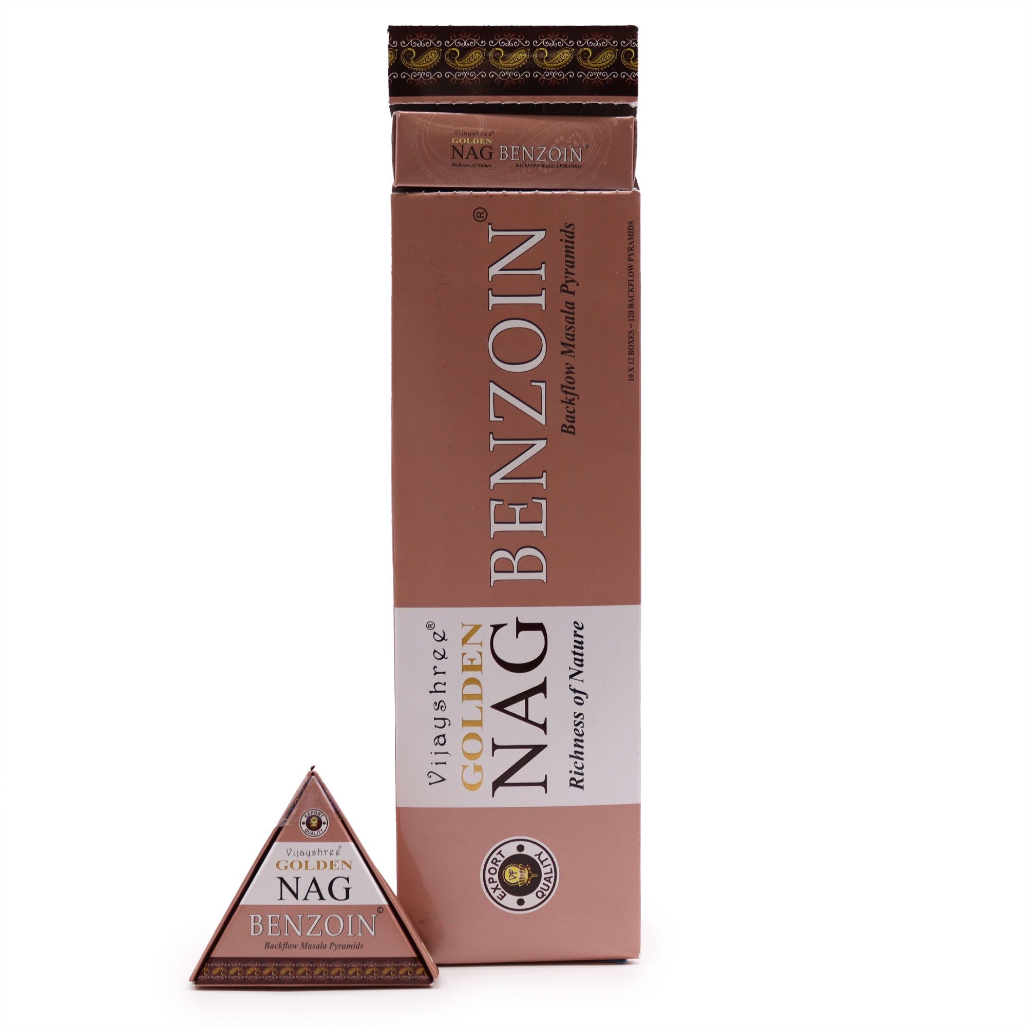 42g Jumbo Golden Nag Benzoin Backflow Incense Cones for Home Use