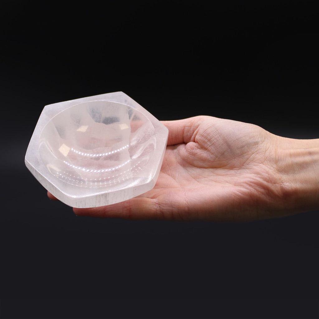 Selenite Hex Bowl 10cm for Stylish Home Decor and Accents