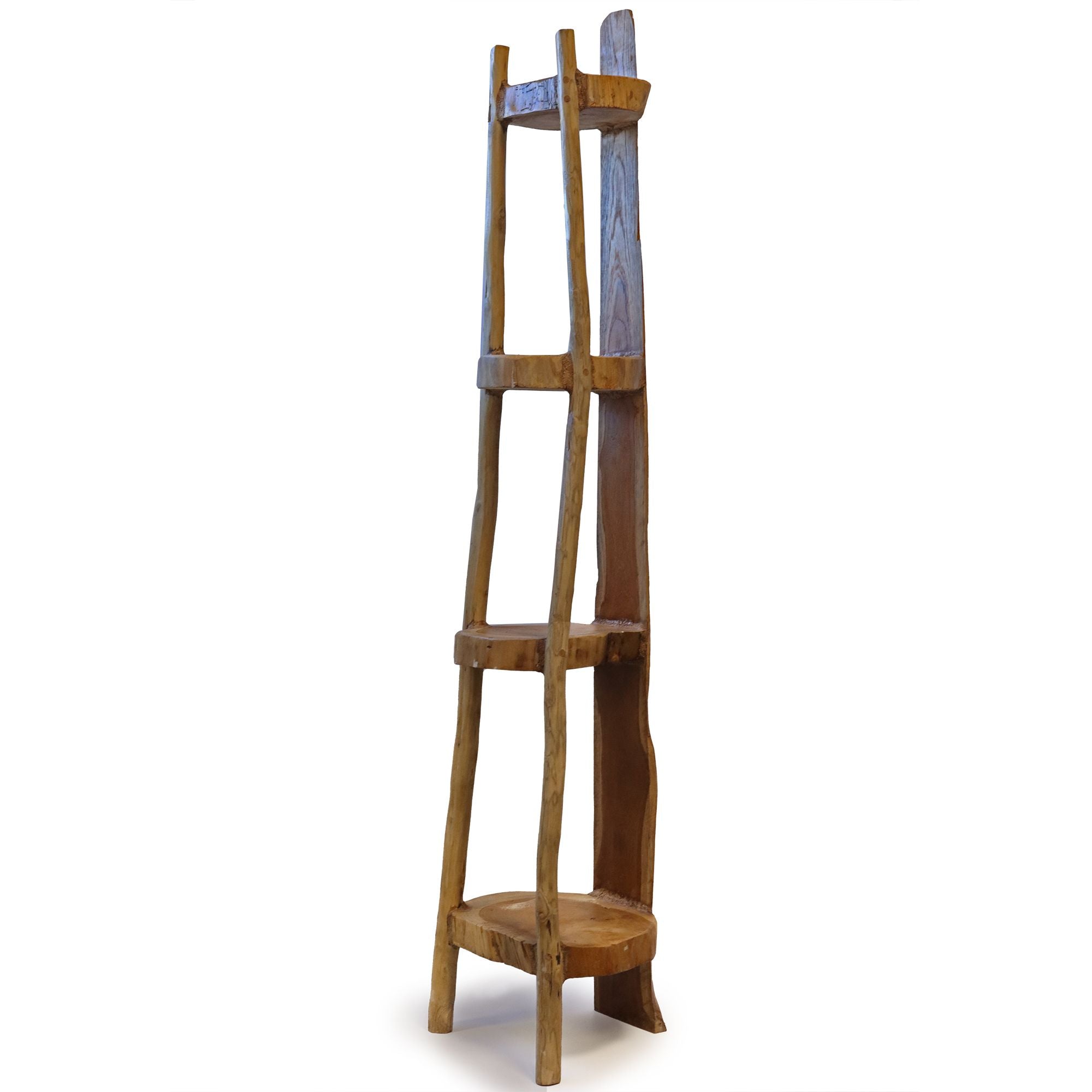 Natural Teak Corner Unit with 4 Shelves for Stylish Display