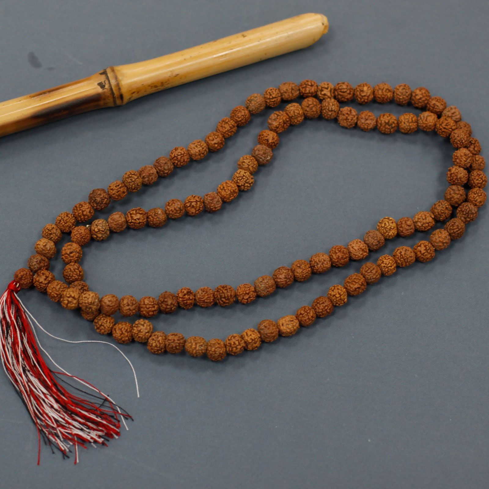 108 Rudraksha Mala Natural Beads with Chunky Tassel Design