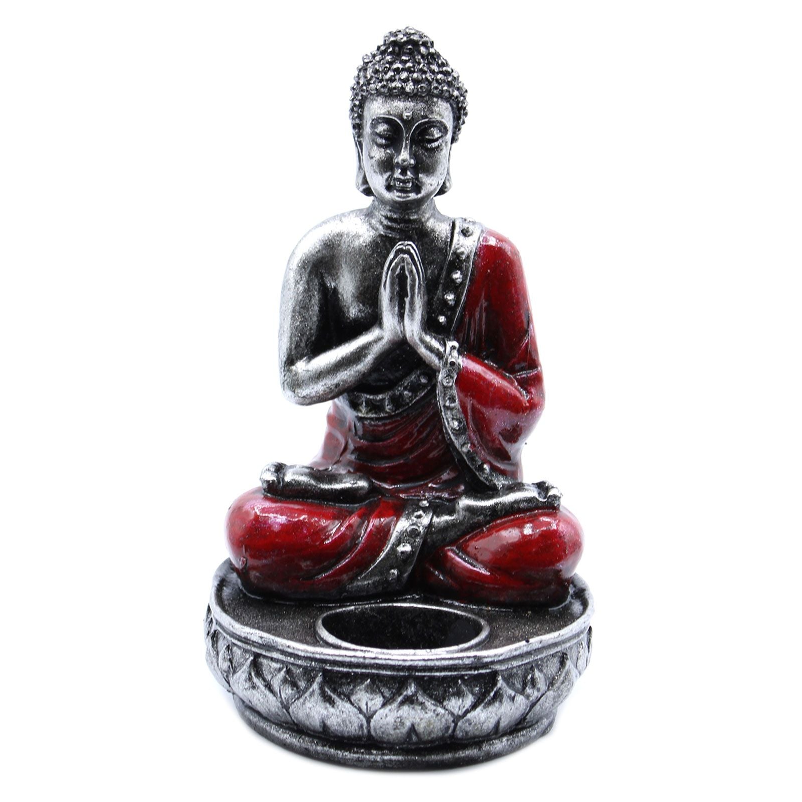 Medium Red Buddha Candle Holder for Home Decor and Gifts