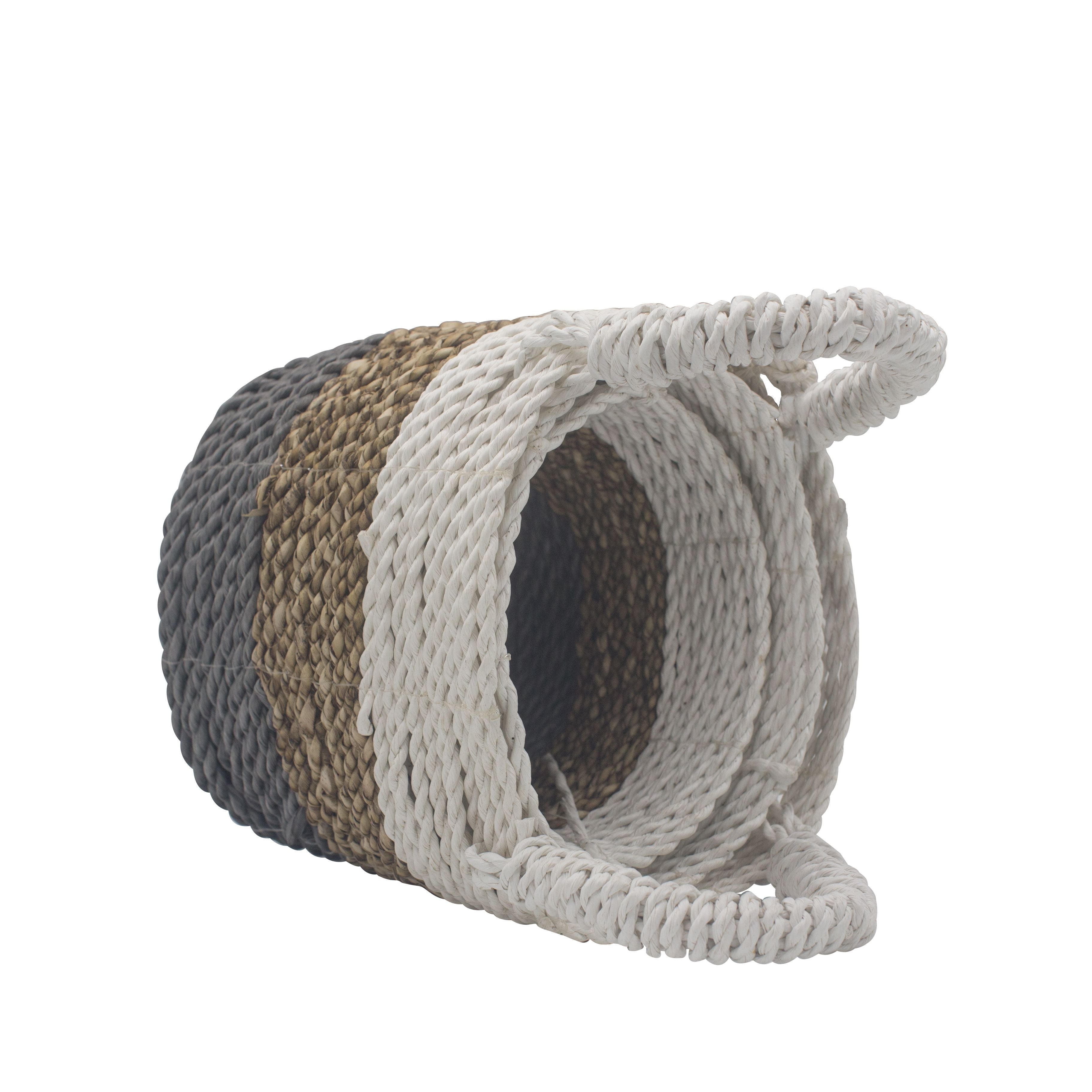 Seagrass Basket Set in Grey Natural and White for Stylish Storage