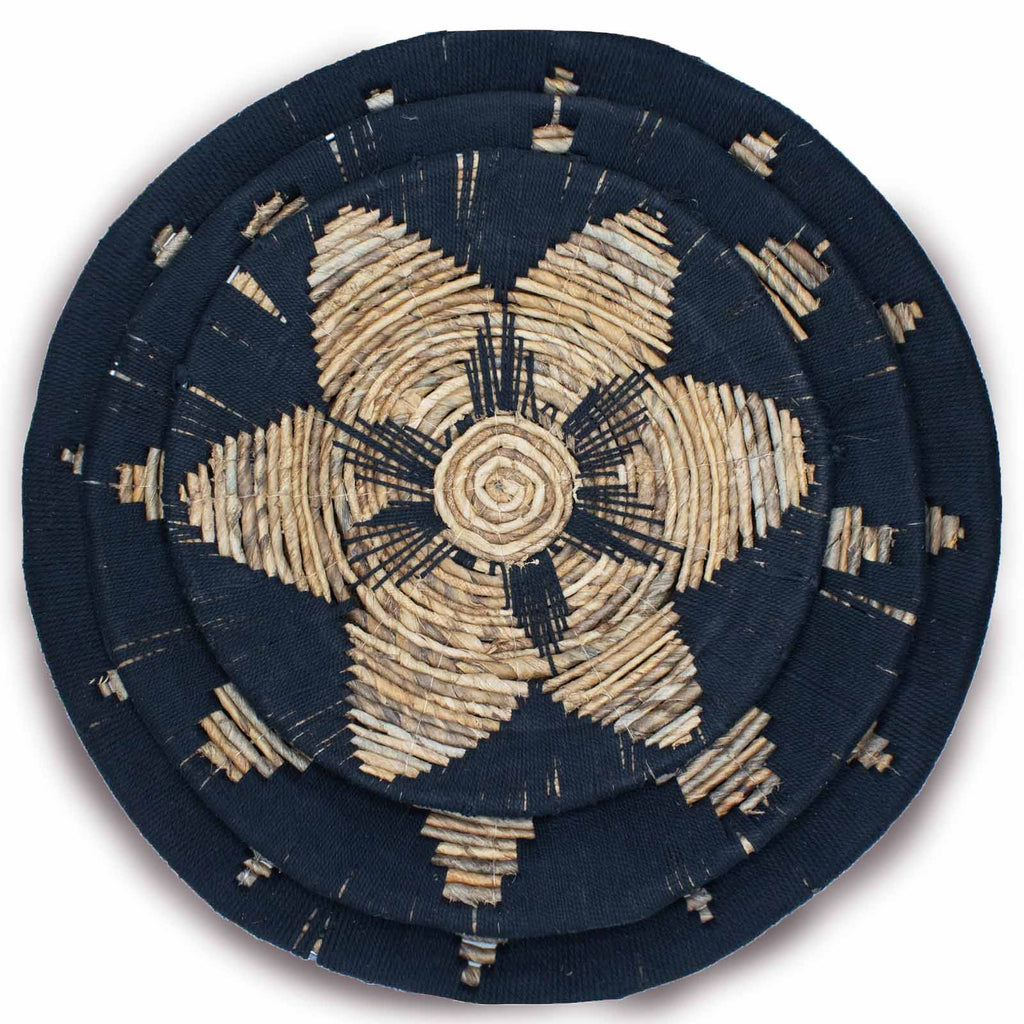 Set of Three Black Seagrass Bowls Wall Art for Home Decor
