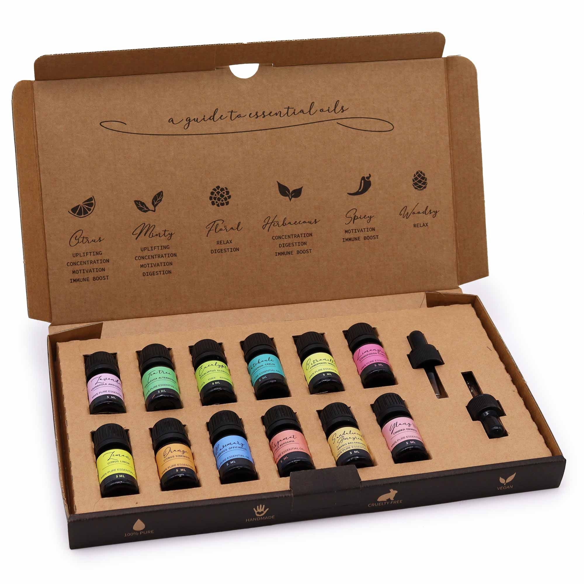 Aromatherapy Essential Oil Set with 12 Top Scents for Home Use