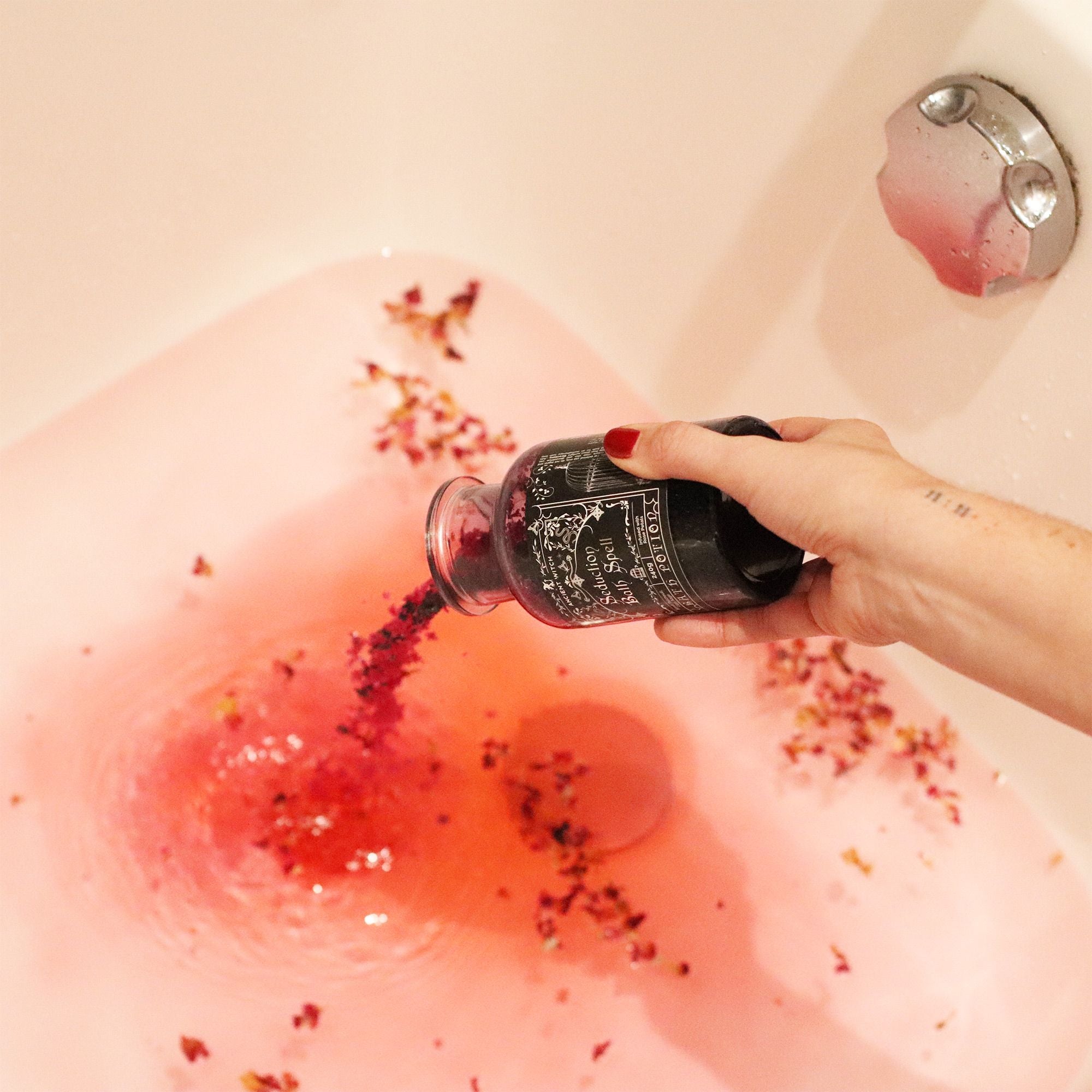 Seduction Bath Spell Potion & Amethyst Crystal Amulet for Rituals