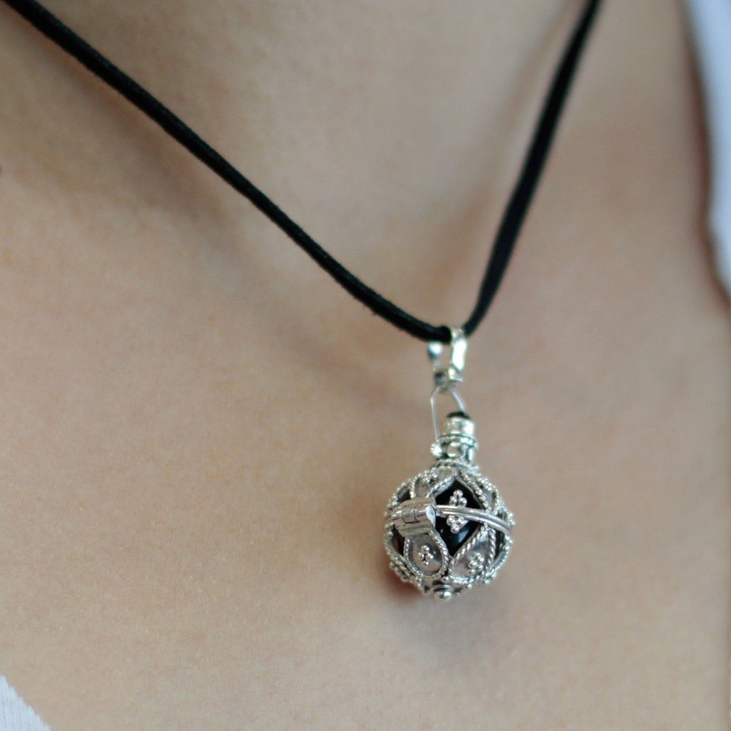 Silver Angel Bell Darkness 16mm with Artisan Crafted Design