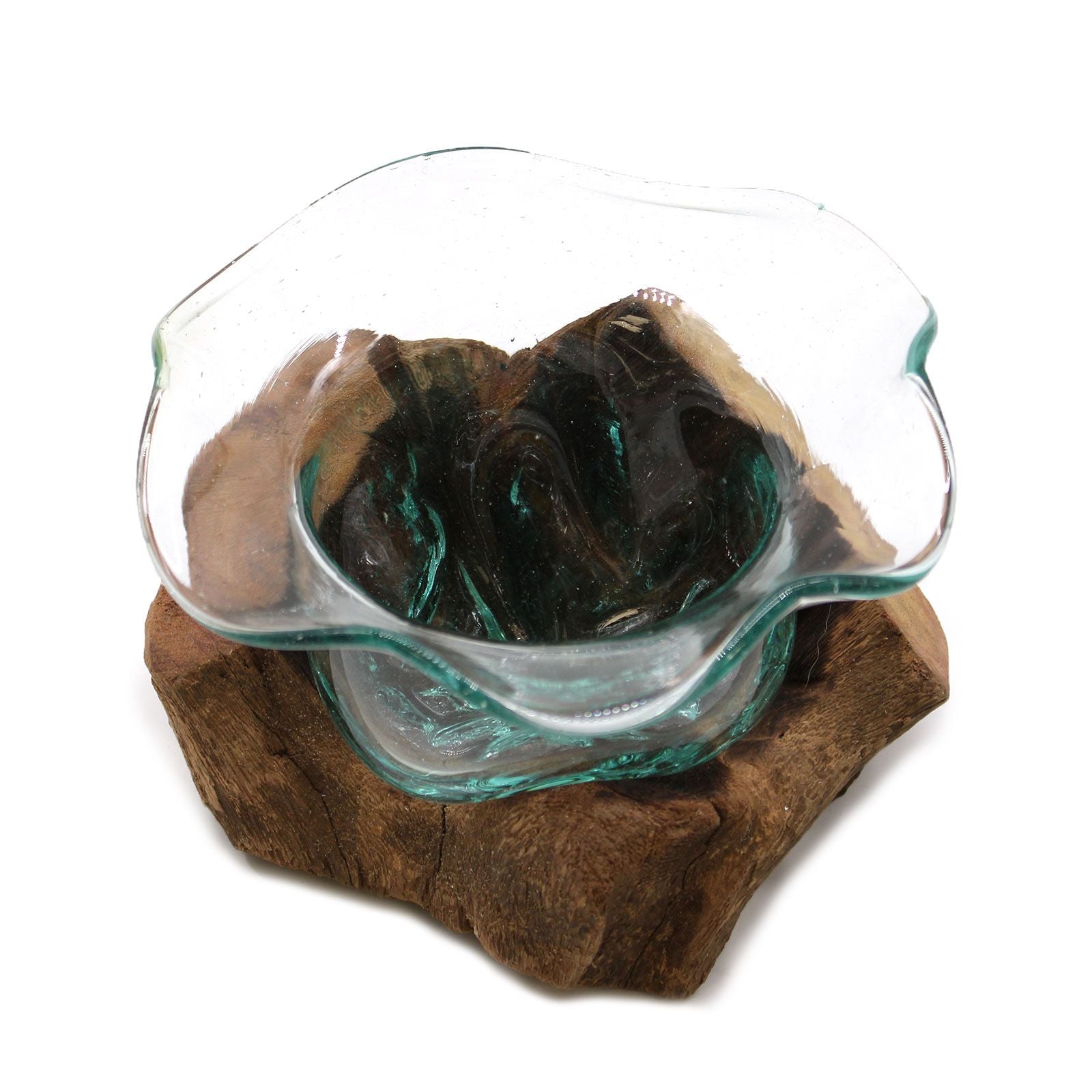 Molton Glass Fancy Sweet Bowl on Wood for Stylish Home Decor