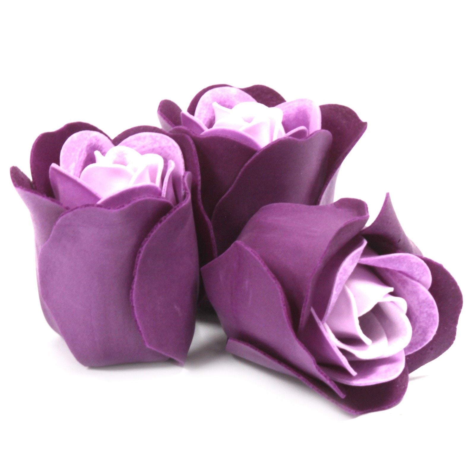 Set of 3 Soap Flower Heart Box with Lavender Roses for Gifting