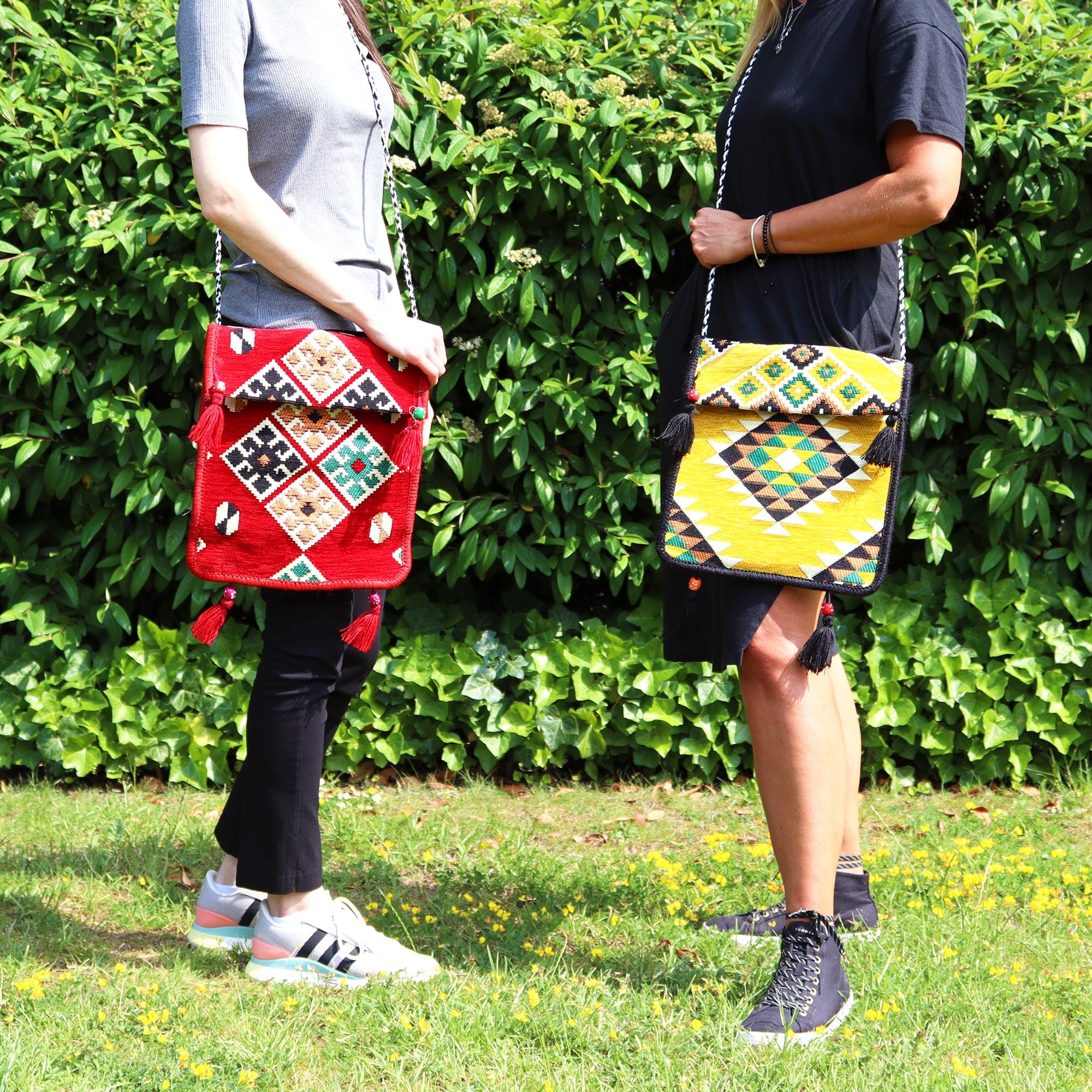 Red Kilim Messenger Festival Bag for Stylish Summer Outings