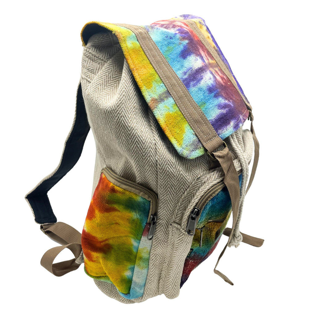 Tiedye Hemp Large Square Backpack with Vibrant Design