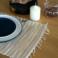 Water Hyacinth Natural Placemat with Stylish Tiger Design and Fringe