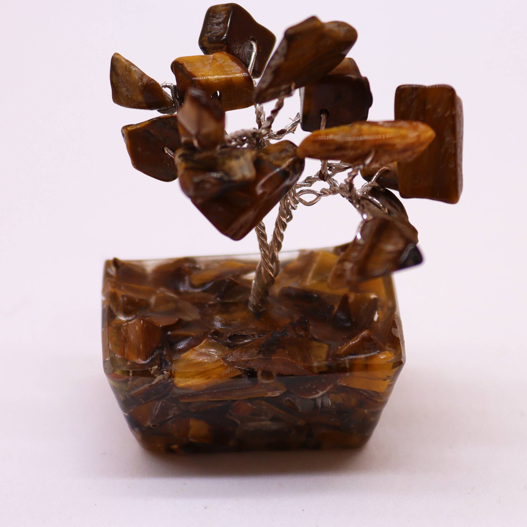 Mini Gemstone Tree on Orgonite Base with 15 Tiger Eye Stones
