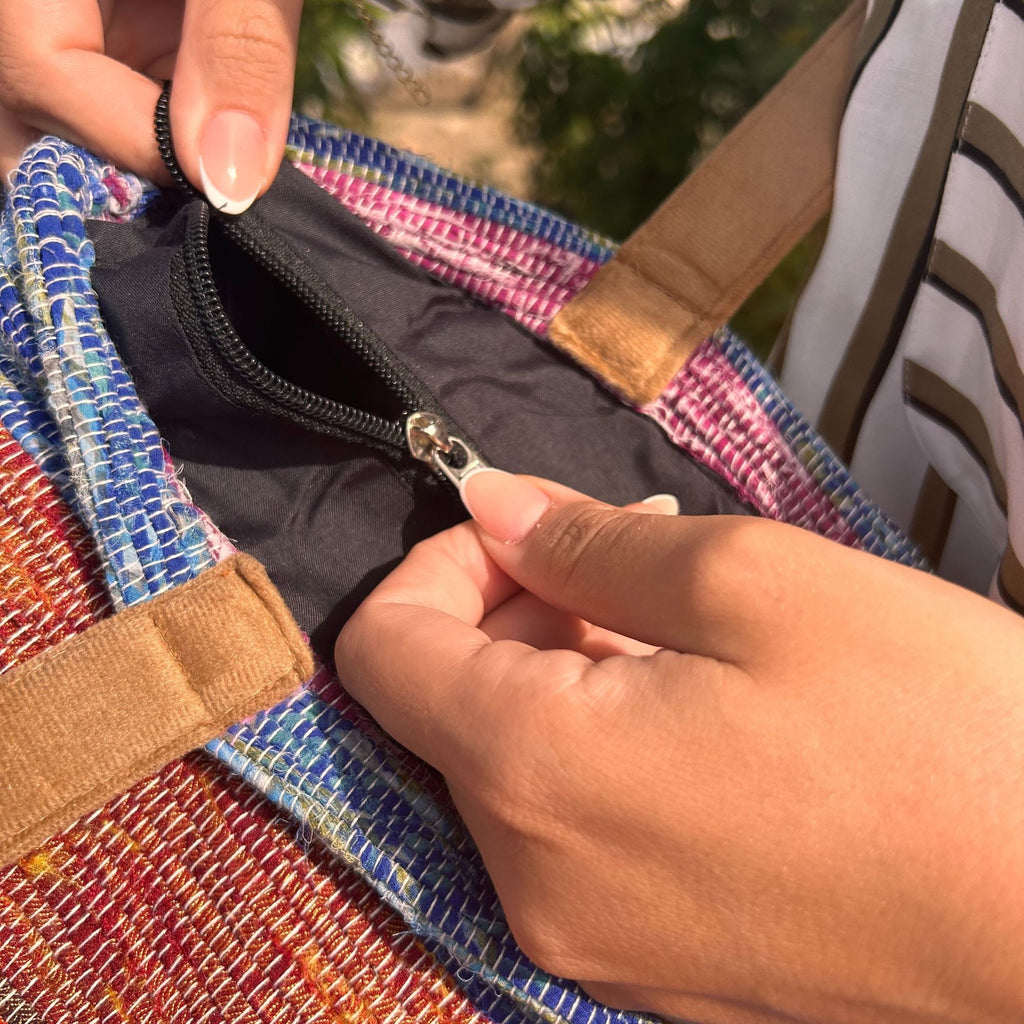 Recycled Big Rug Bag in Shades of Lavender for Storage Solutions