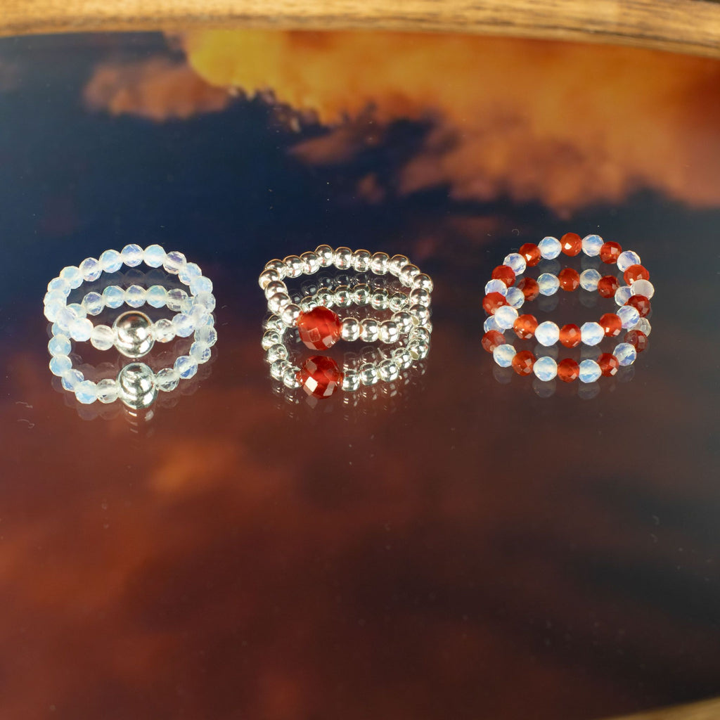 Nymph Spirit Gemstone Ring Set Blood Moon for Elegant Style