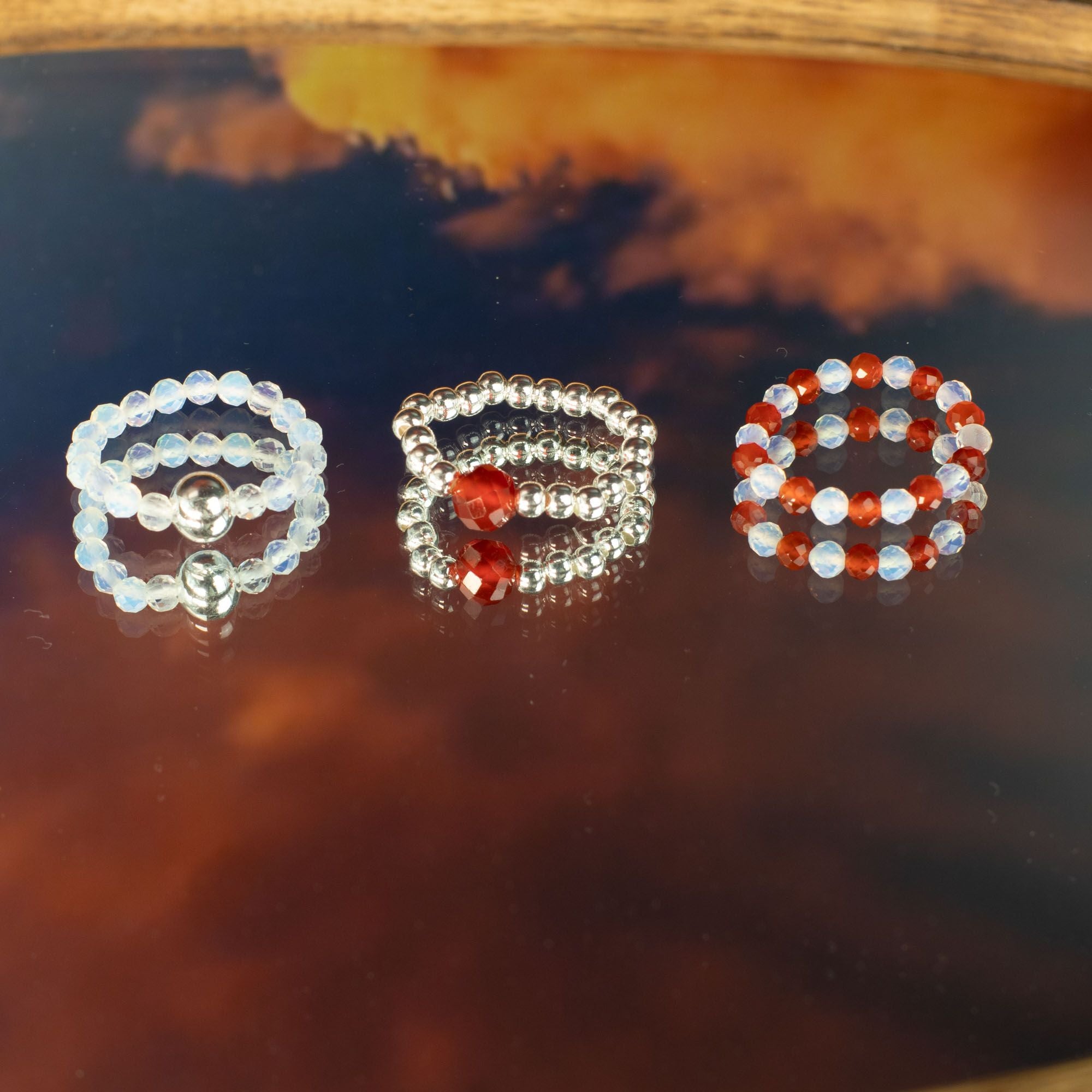 Nymph Spirit Gemstone Ring Set Blood Moon for Elegant Style